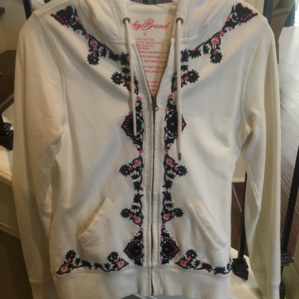 Lucky brand white knit hoodie